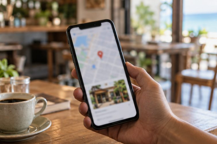 スマートフォンの地図に表示されたお店